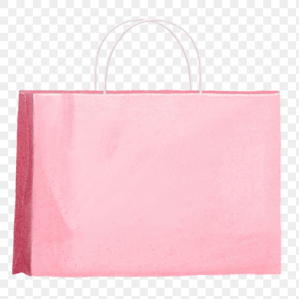 Pink shopping bag png sticker, transparent background