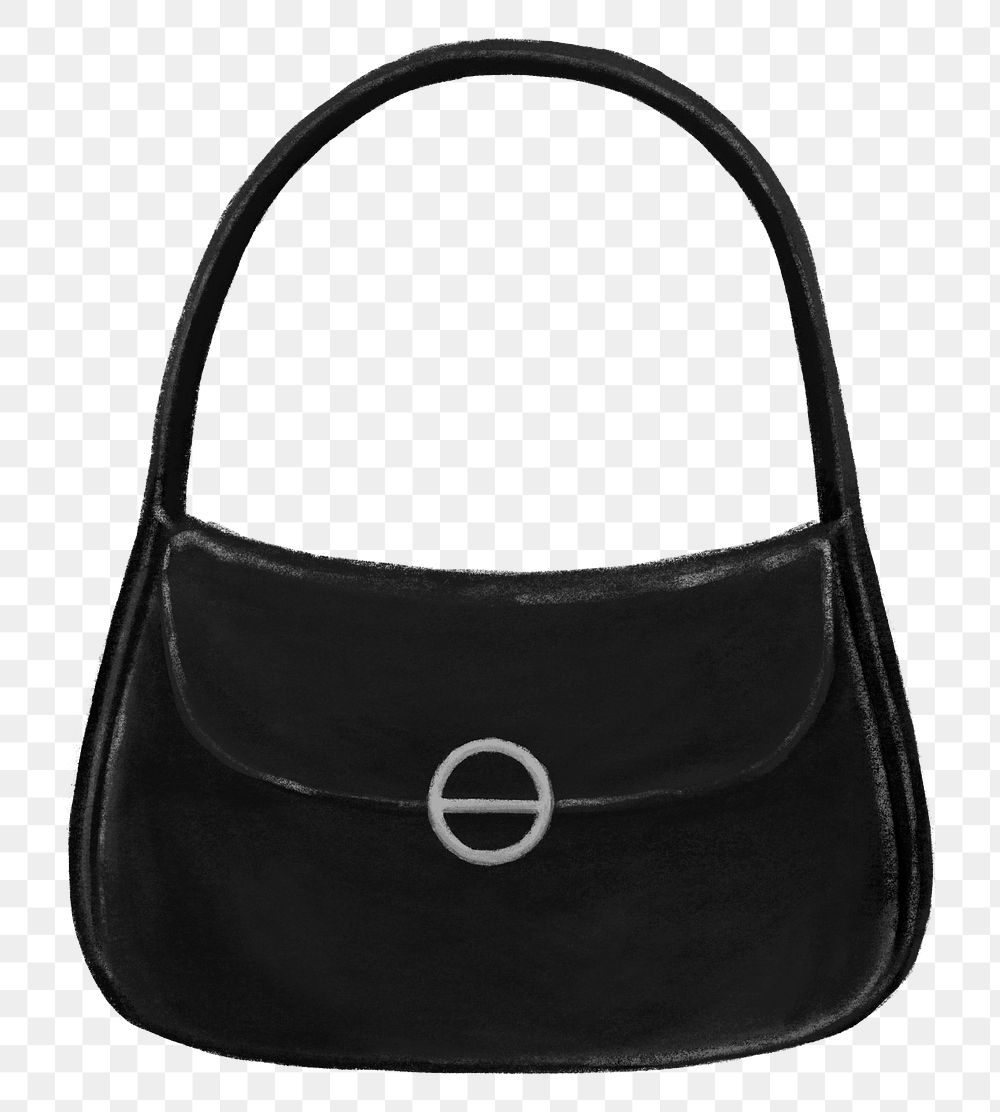 Black hobo bag png, women's accessory illustration, transparent background
