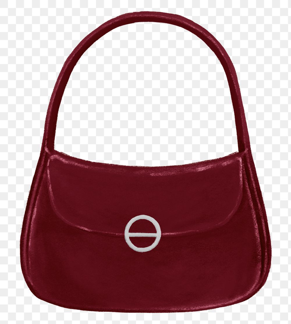 Red hobo bag png, women's accessory illustration, transparent background