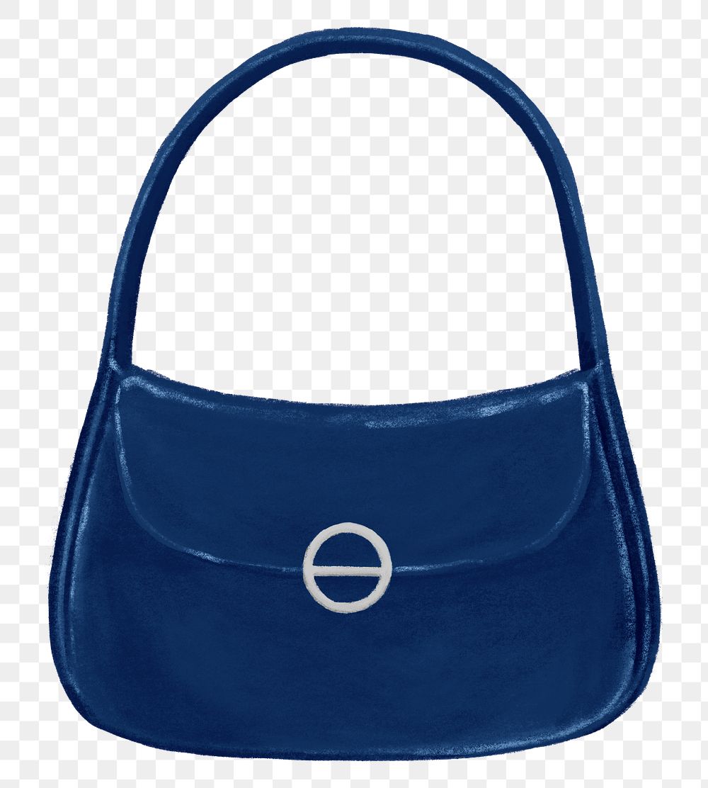 Blue hobo bag png, women's accessory illustration, transparent background