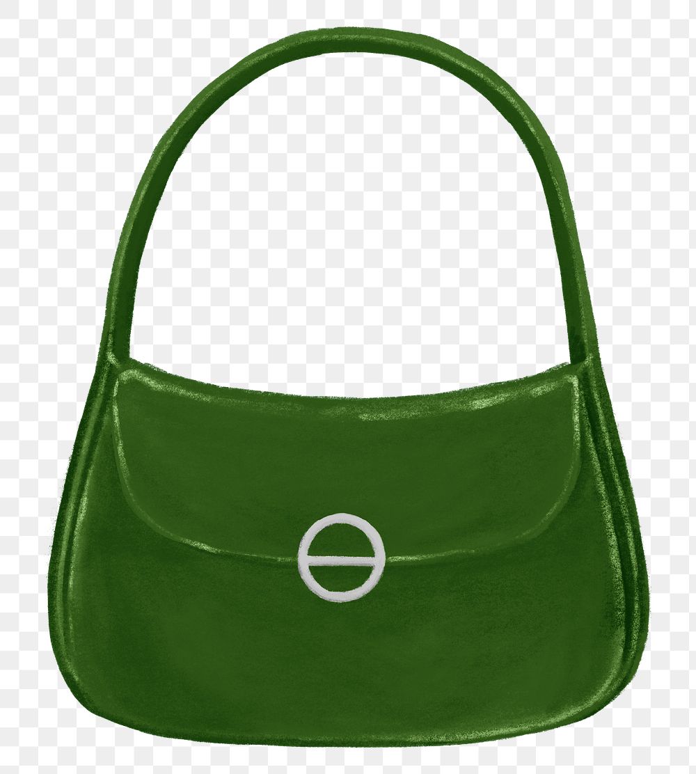 Green hobo bag png, women's accessory illustration, transparent background