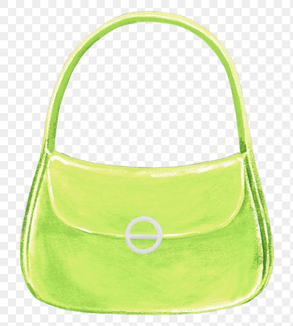 Green hobo bag png, women's accessory illustration, transparent background