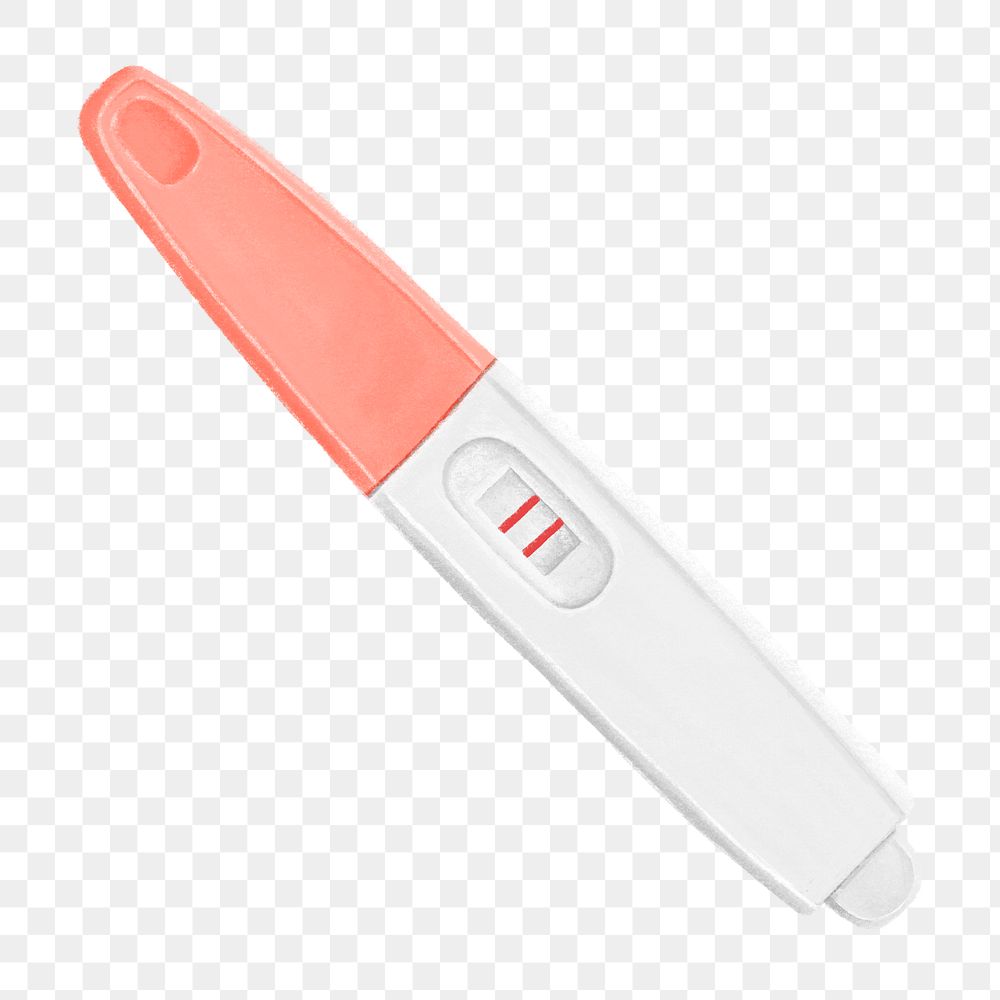 Positive pregnancy png test, women's health illustration, transparent background