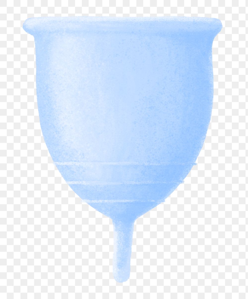 Blue menstrual cup png, women's health illustration, transparent background