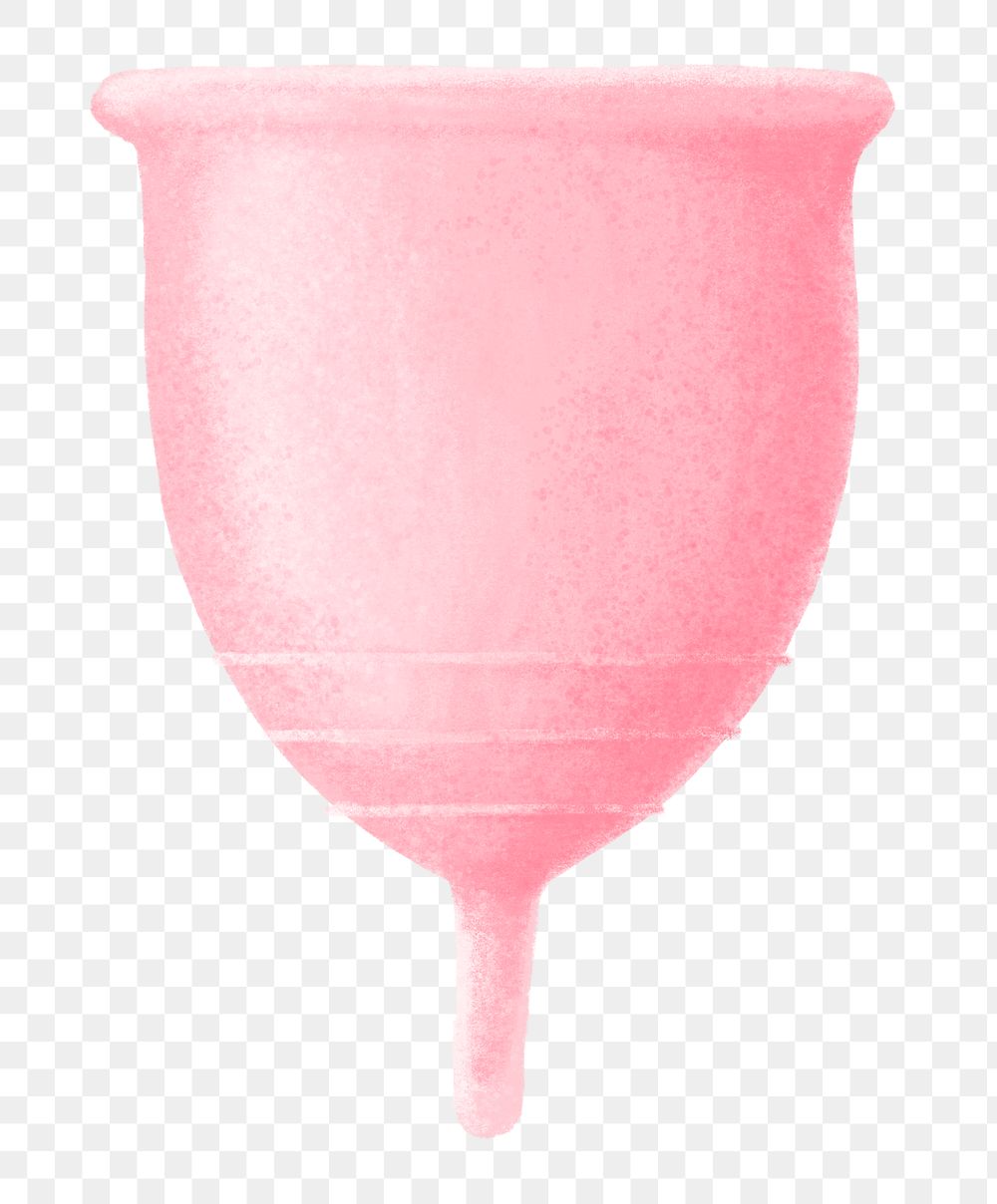 Pink menstrual cup png, women's health illustration, transparent background