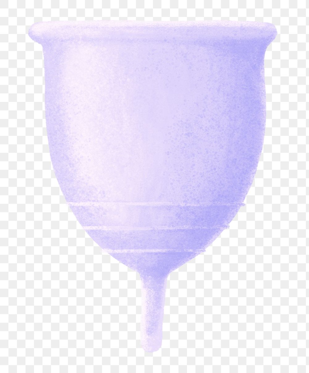 Purple menstrual cup png, women's health illustration, transparent background