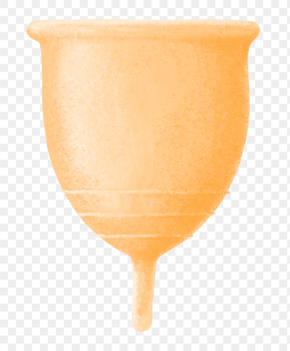 Orange menstrual cup png, women's health illustration, transparent background