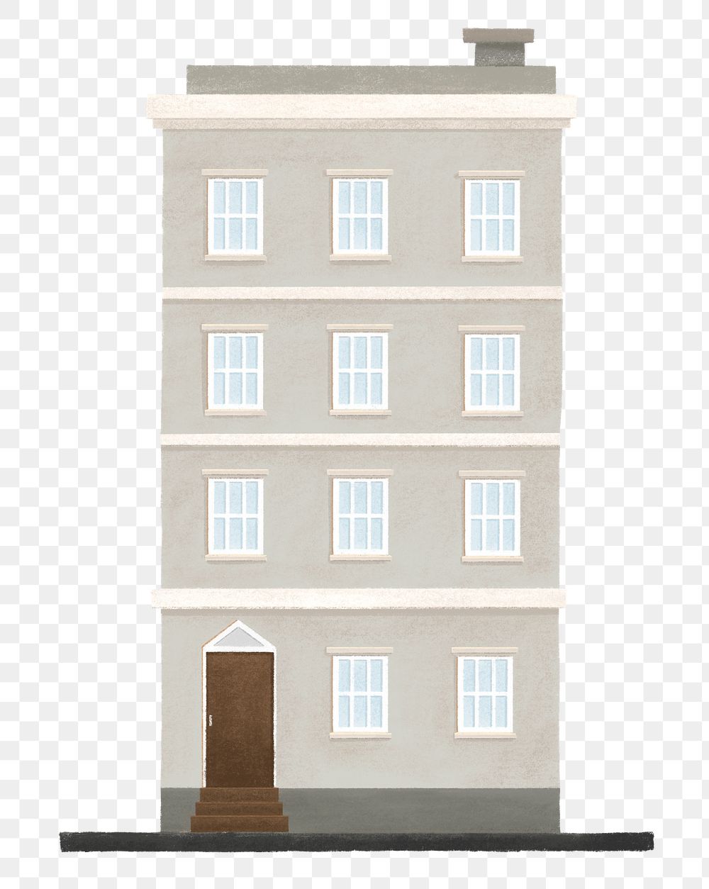 Apartment building png, architecture illustration, transparent background