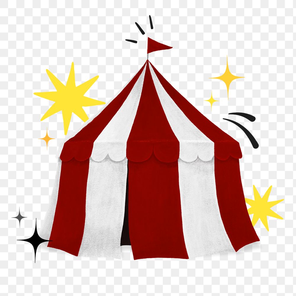 Red circus tent png, transparent background