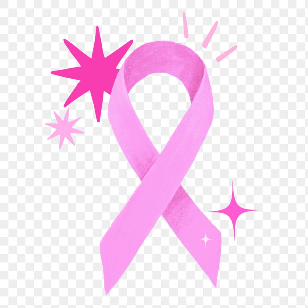 Pink ribbon png, cancer awareness illustration, transparent background