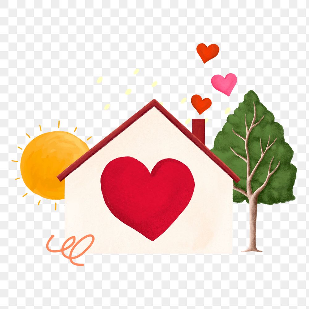 Home with heart  png sticker, transparent background