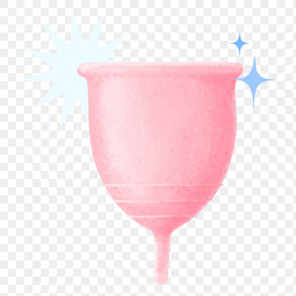 Pink menstrual cup png, women's health illustration, transparent background