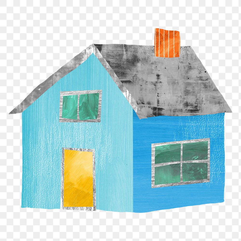 Cute house png, paper craft element, transparent background