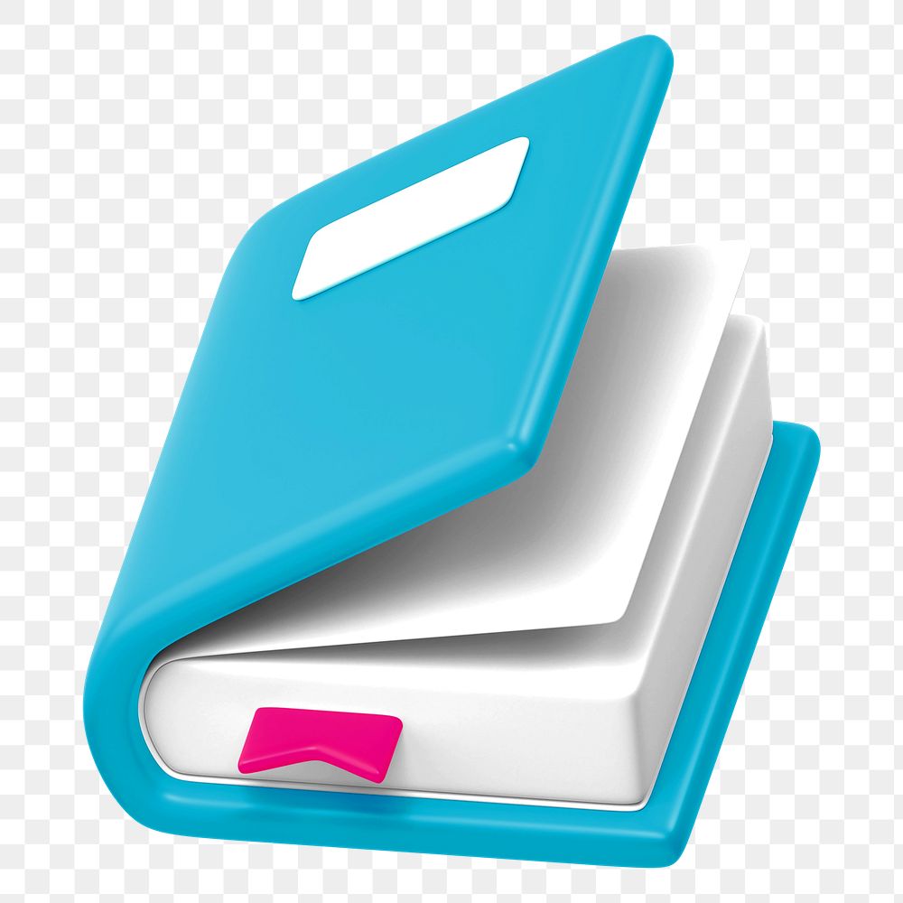 PNG 3D blue book, element illustration, transparent background