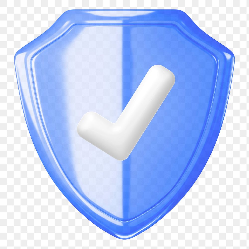 PNG 3D check mark shield, element illustration, transparent background
