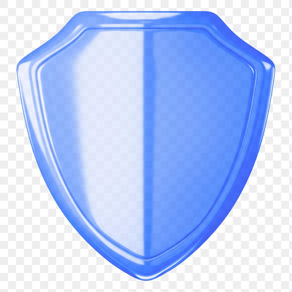 PNG 3D blue shield, element illustration, transparent background