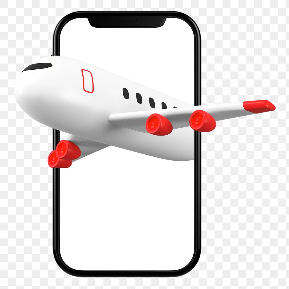 PNG 3D online flight booking, element illustration, transparent background