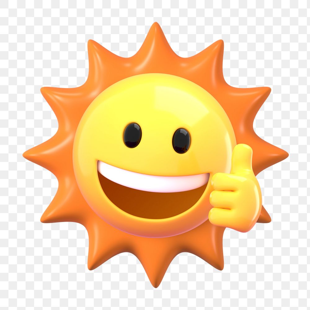 PNG 3D Thumbs up sun, element illustration, transparent background
