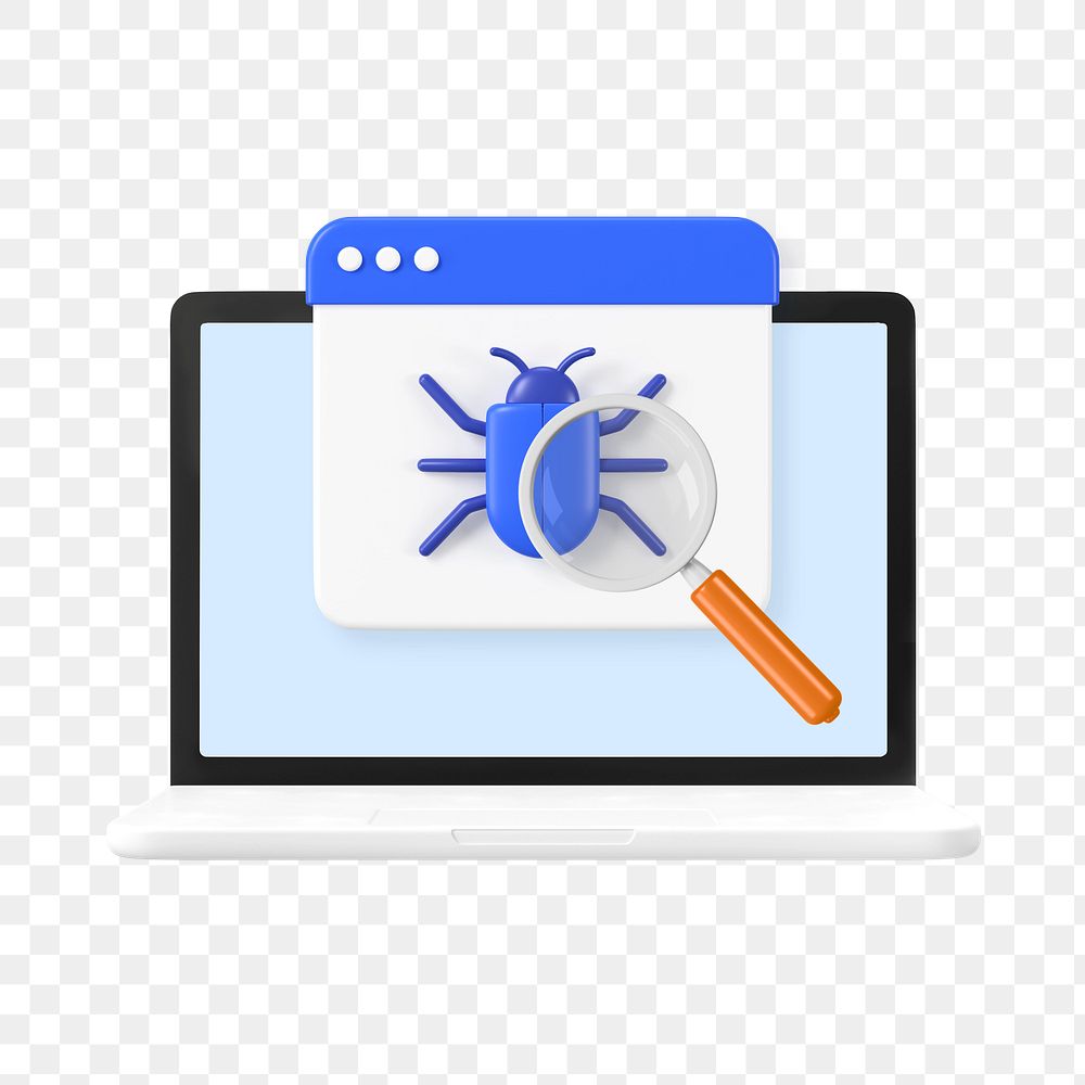 PNG 3D computer virus detected, element illustration, transparent background