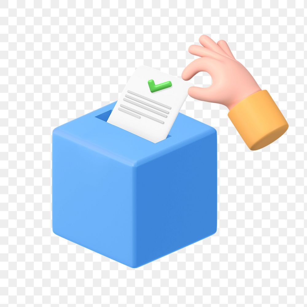 PNG 3D Election voting box, element illustration, transparent background