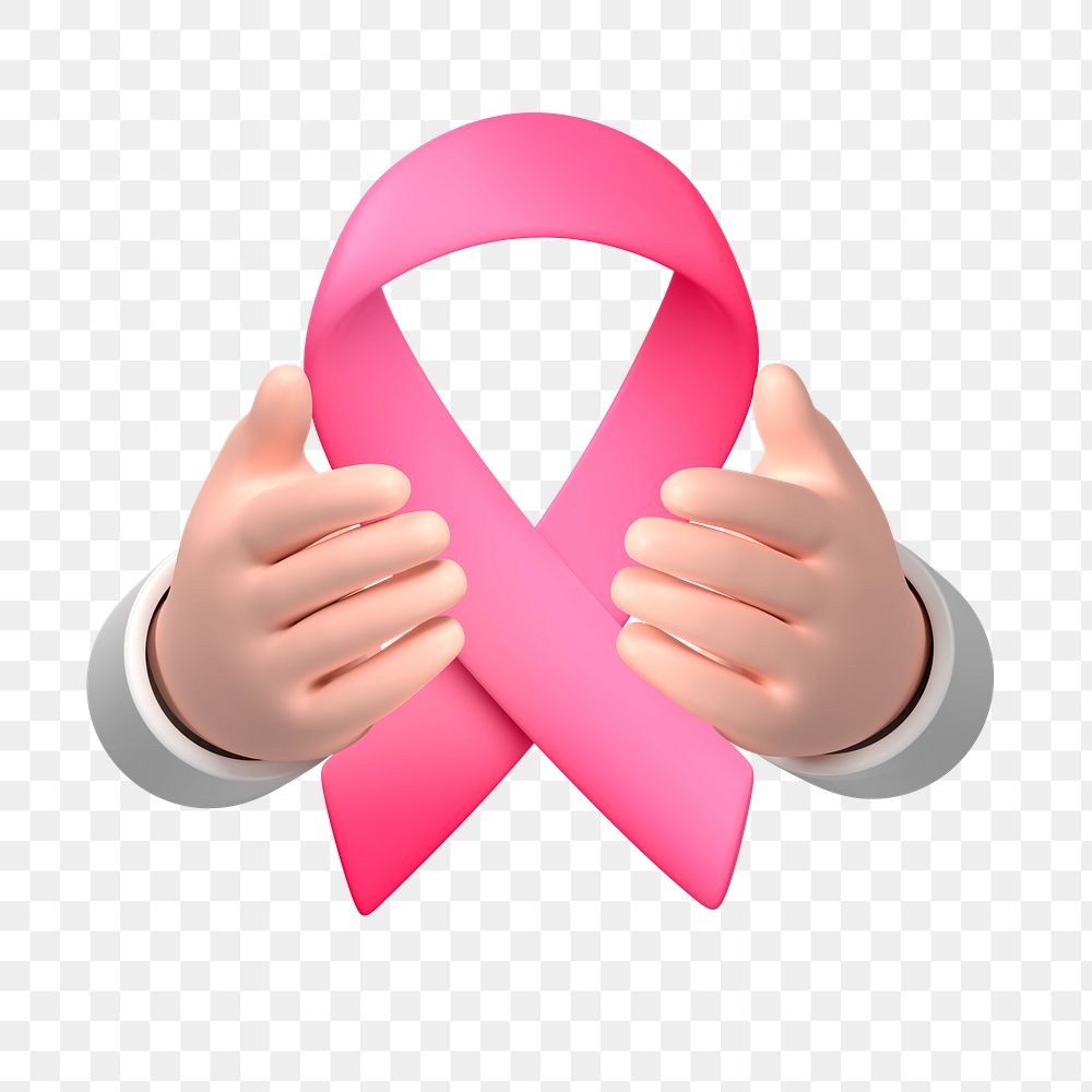 PNG 3D breast cancer ribbon, element illustration, transparent background