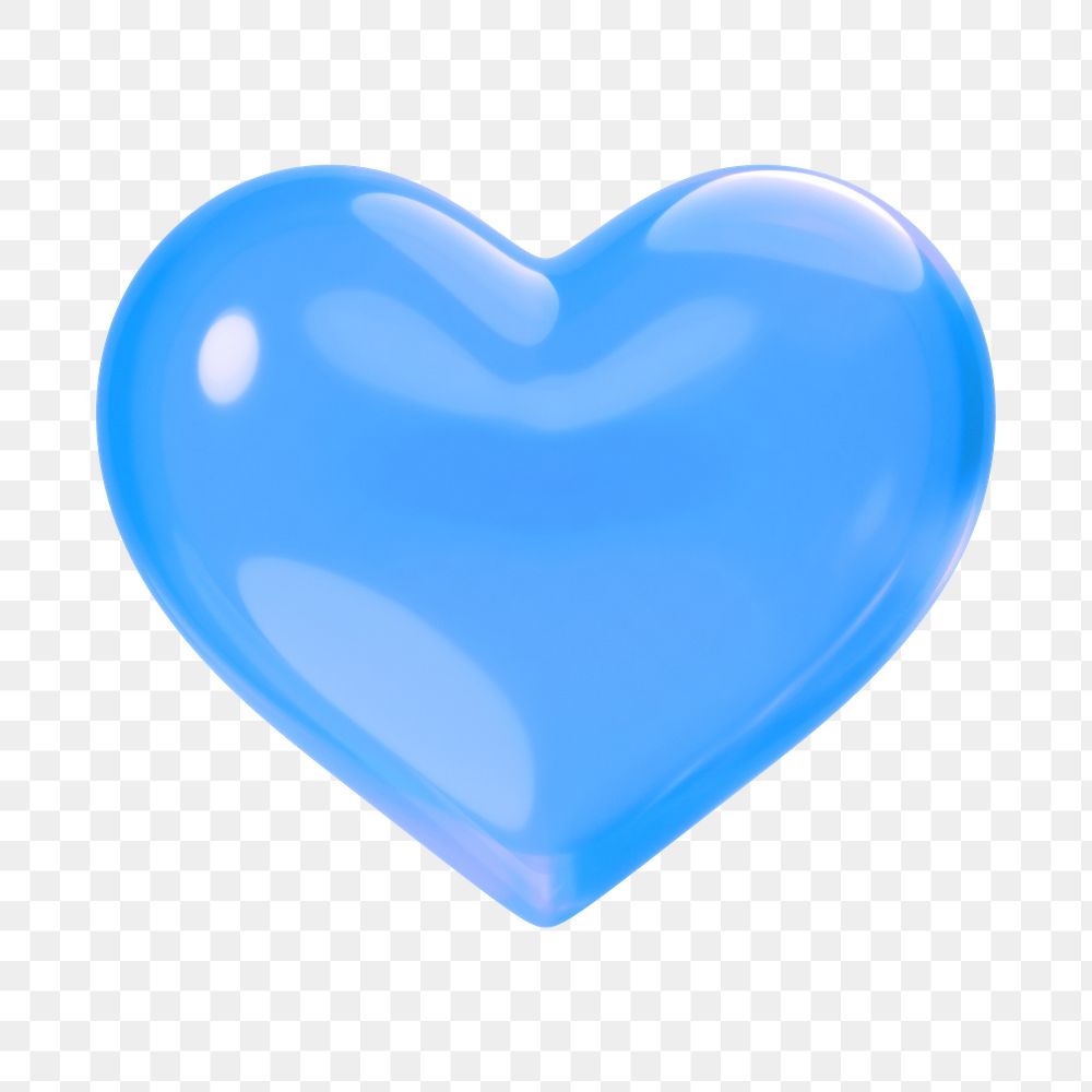 PNG 3D blue heart, element illustration, transparent background