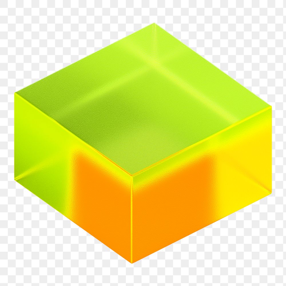 PNG 3D green block, element illustration, transparent background