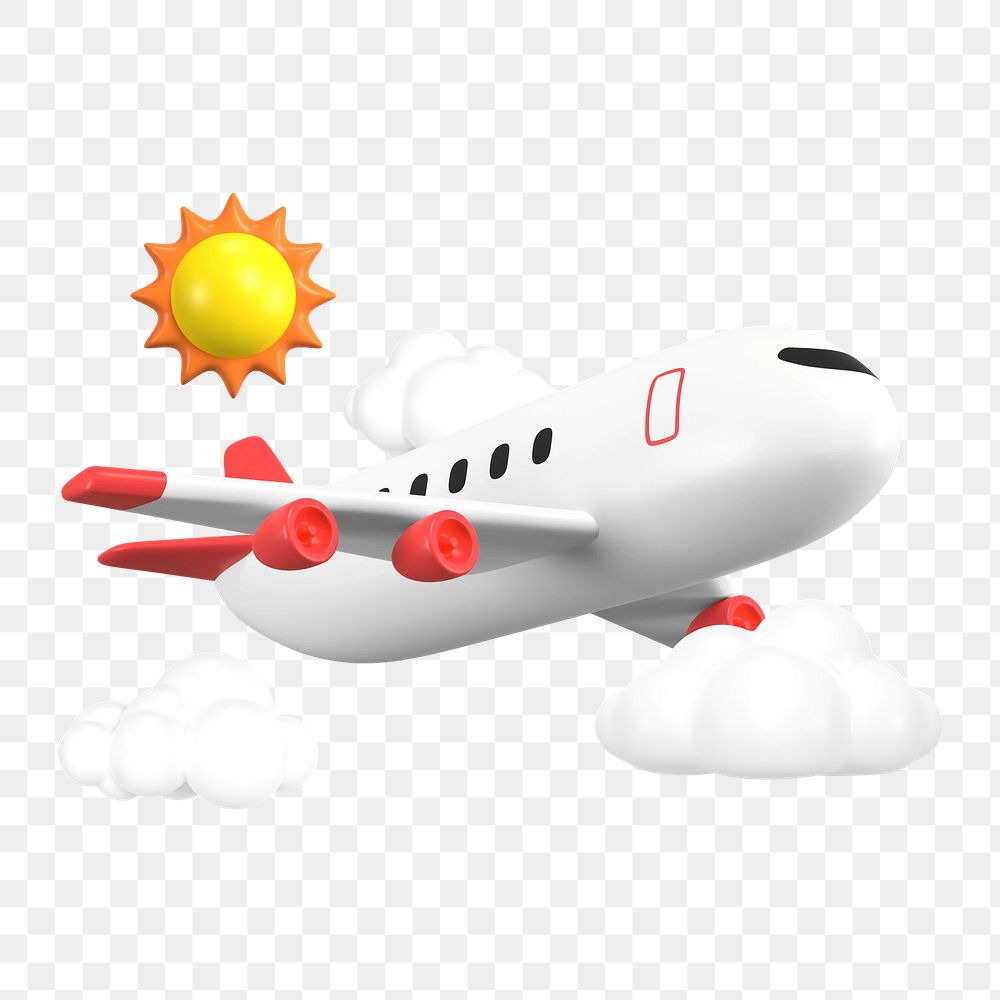 PNG 3D flying aircraft, element illustration, transparent background