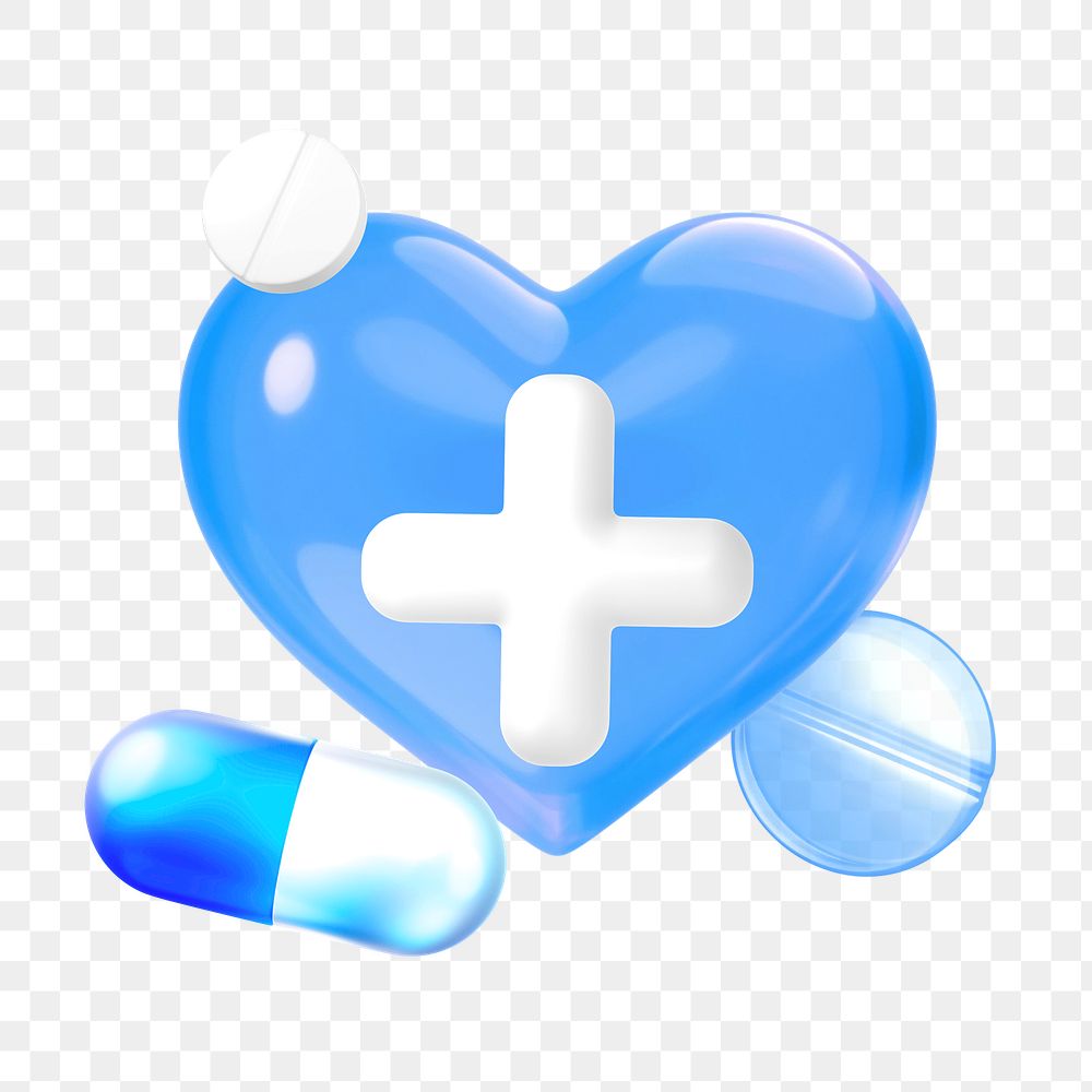 PNG 3D medical heart, element illustration, transparent background