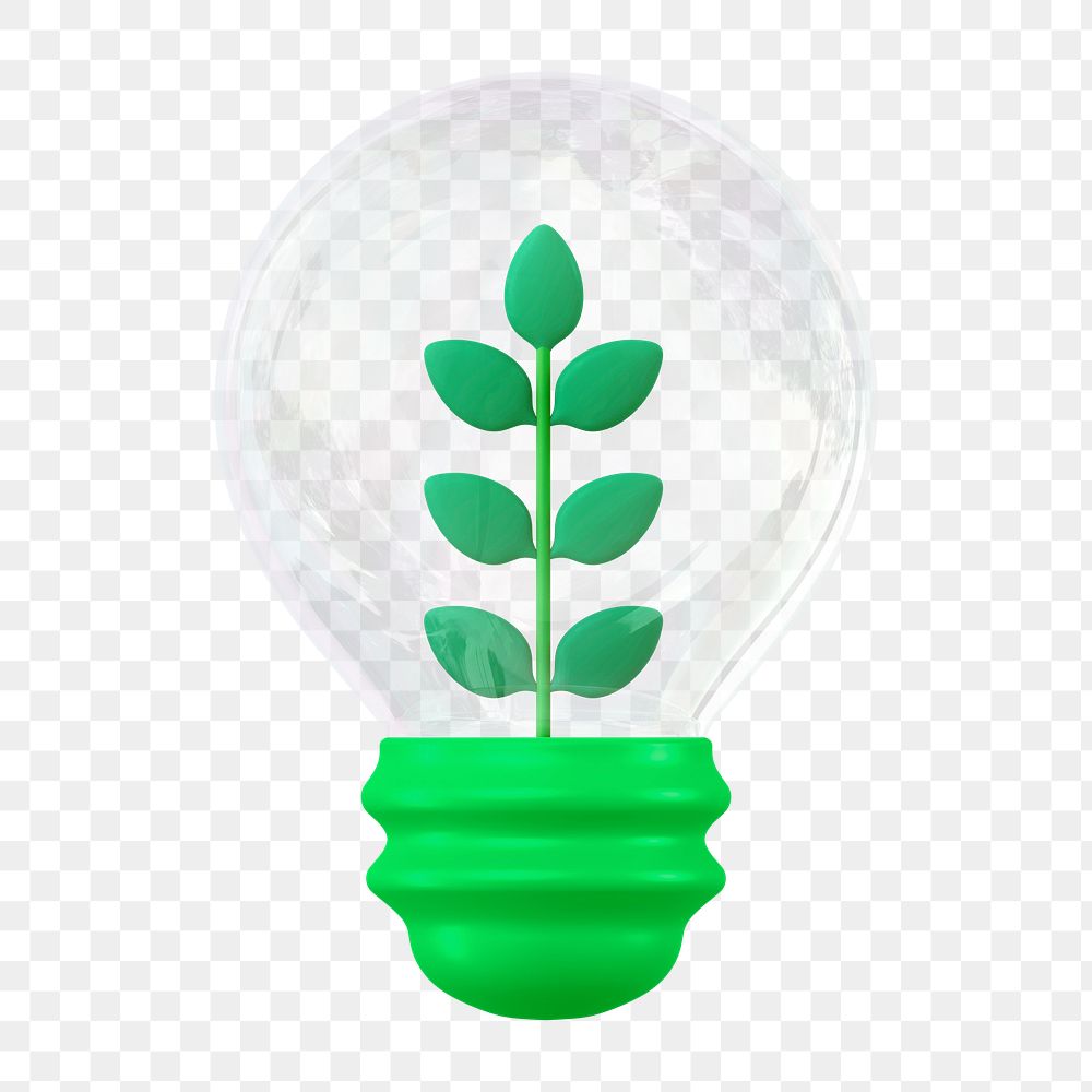 PNG 3D plant in bulb, element illustration, transparent background