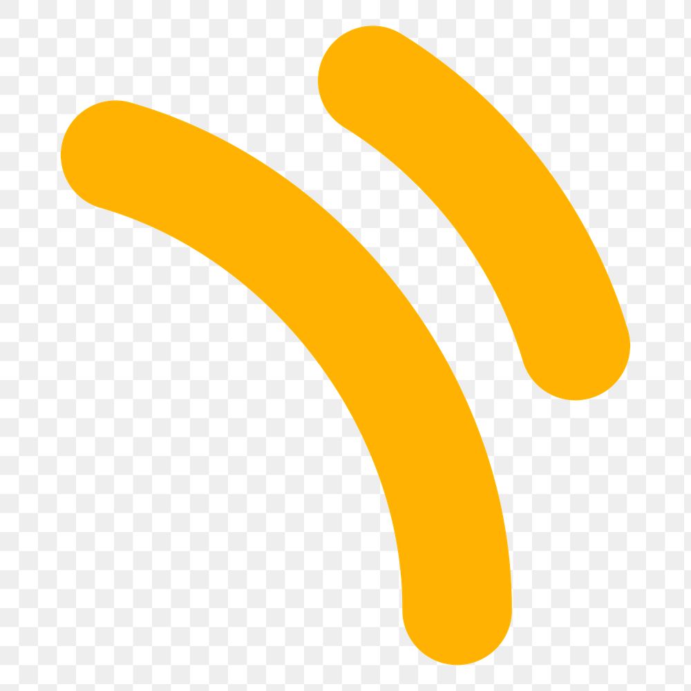 Png yellow curve doodle line art, transparent background