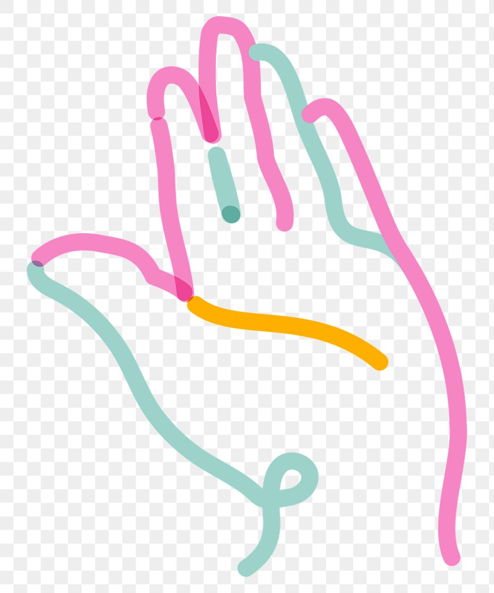 Png giving hand doodle line art, transparent background