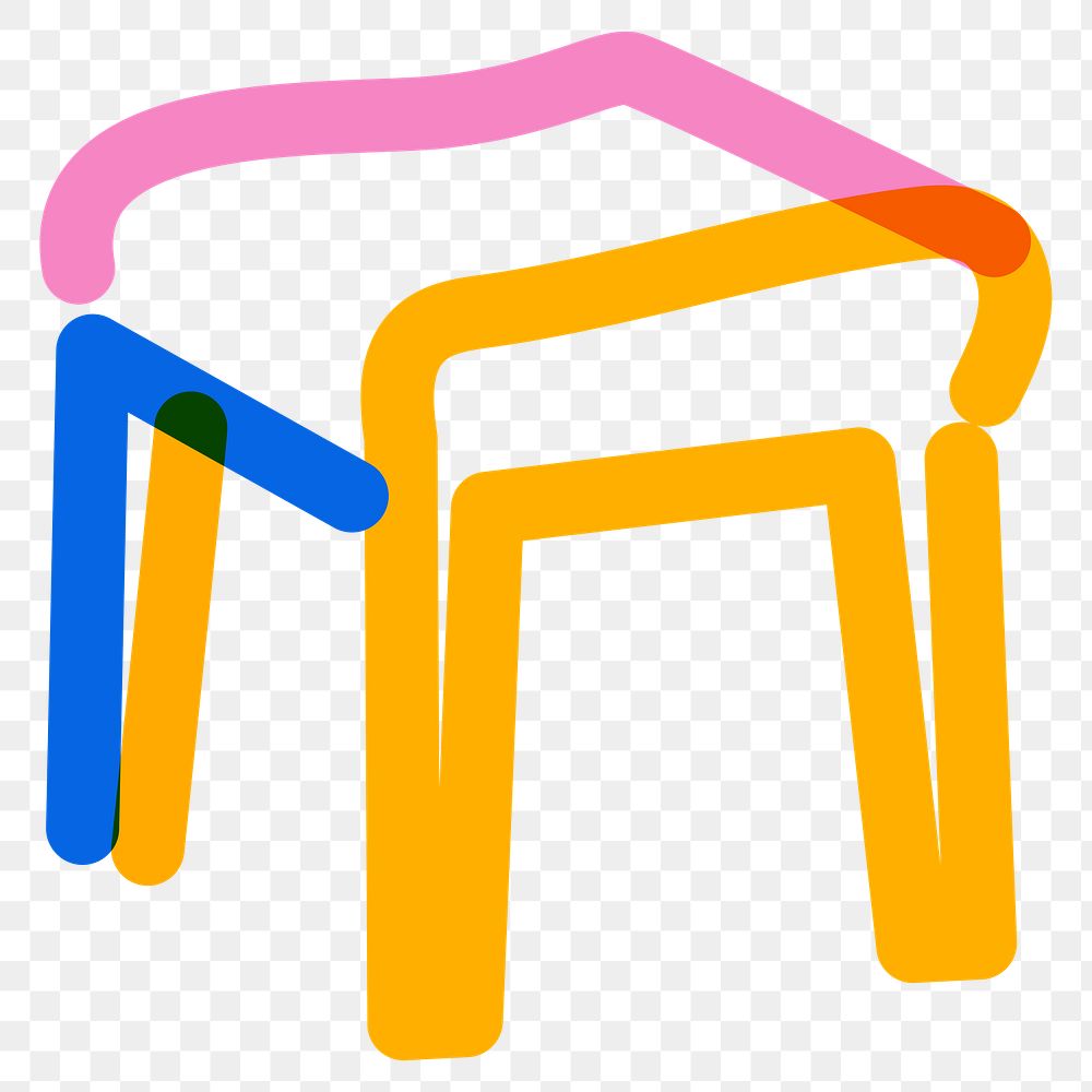 Png piano chair doodle line art, transparent background