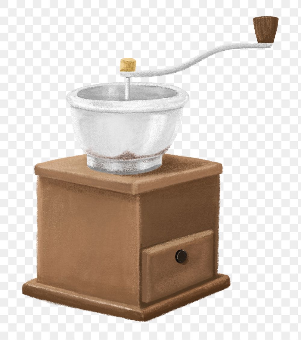 Coffee grinder png, aesthetic illustration, transparent background