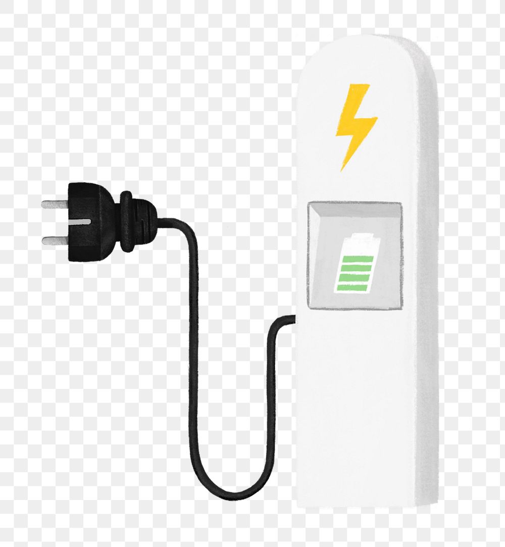 Electric charging png, environment illustration, transparent background