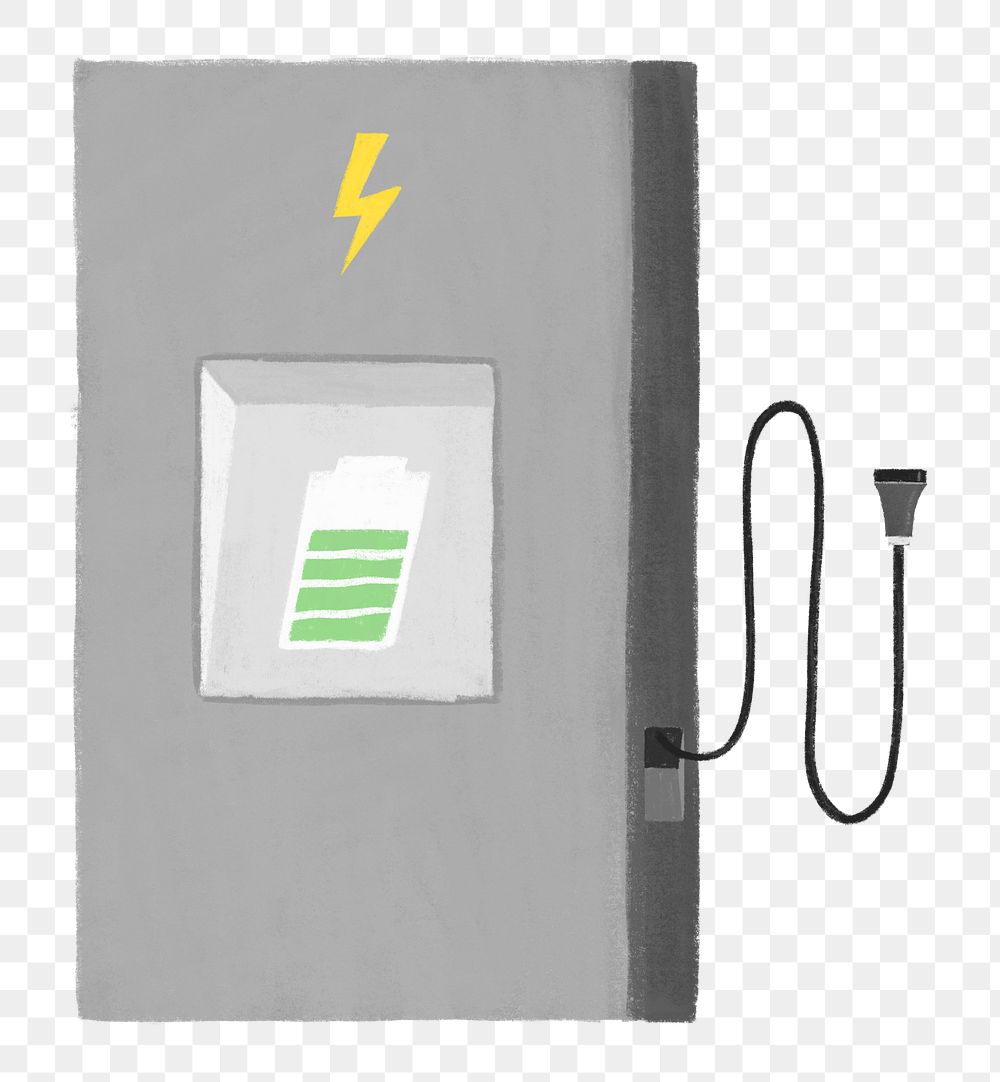 Png charging station environment illustration, transparent background