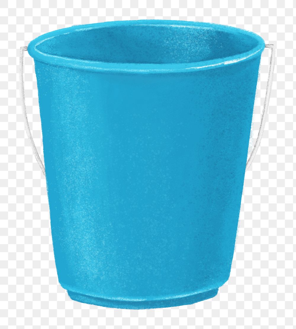 Blue bucket png, cleaning supply illustration, transparent background