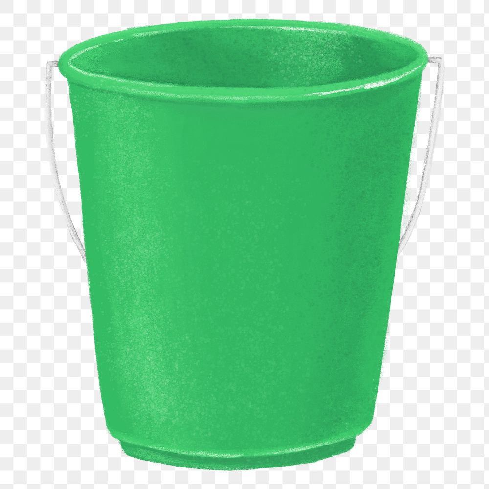 Green bucket png, cleaning supply illustration, transparent background