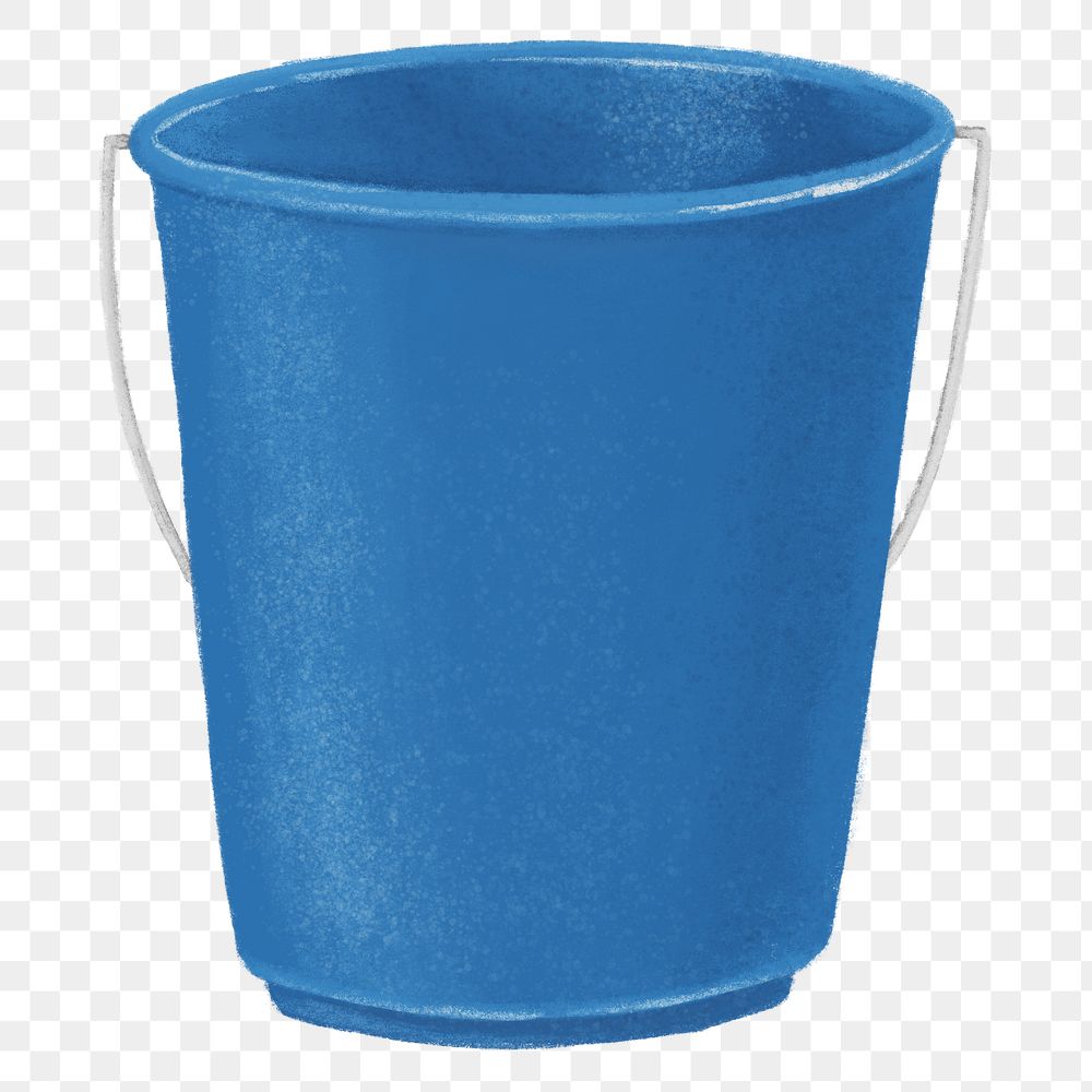 Blue bucket png, cleaning supply illustration, transparent background