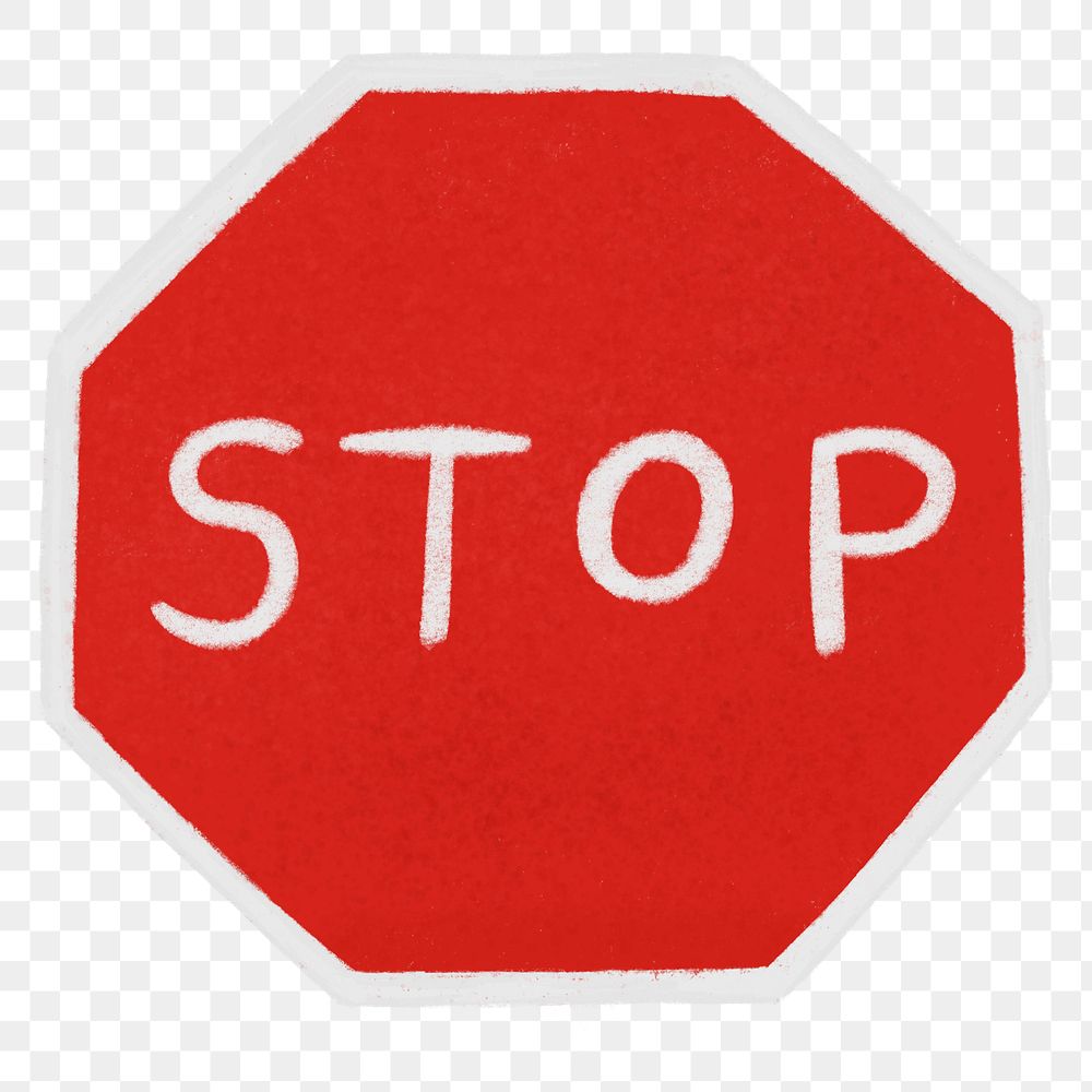 Stop sign png, aesthetic illustration, transparent background