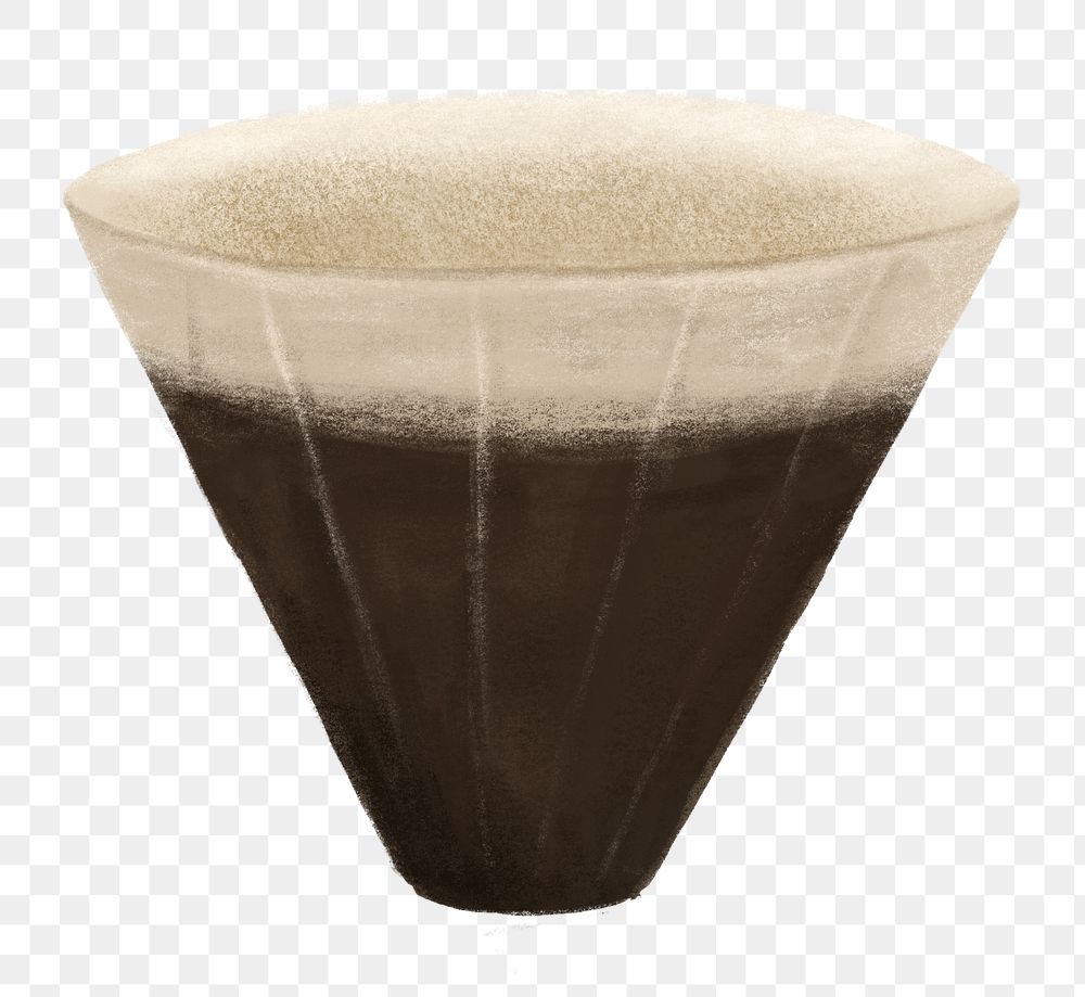 Coffee filter png, aesthetic illustration, transparent background