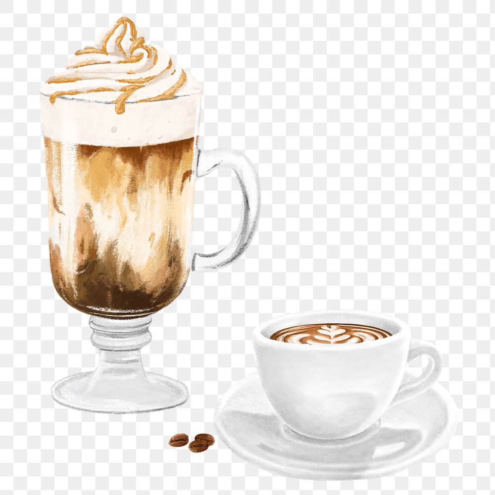 Cafe coffee png, aesthetic illustration, transparent background