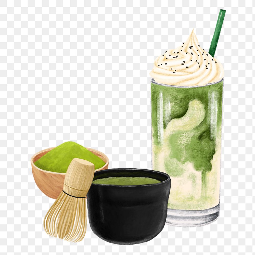 Matcha tea png, Japanese drinks, transparent background