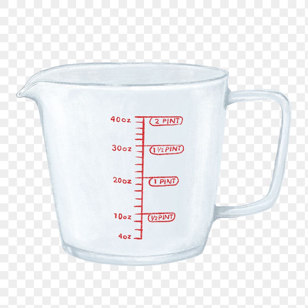 Measuring cup png, aesthetic illustration, transparent background