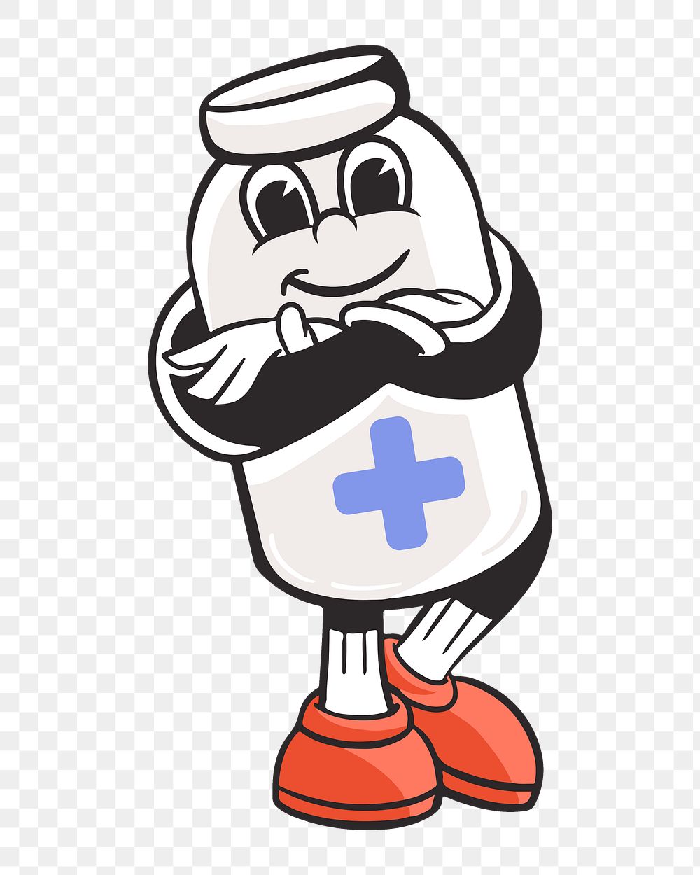 Medicine character png, retro illustration, transparent background