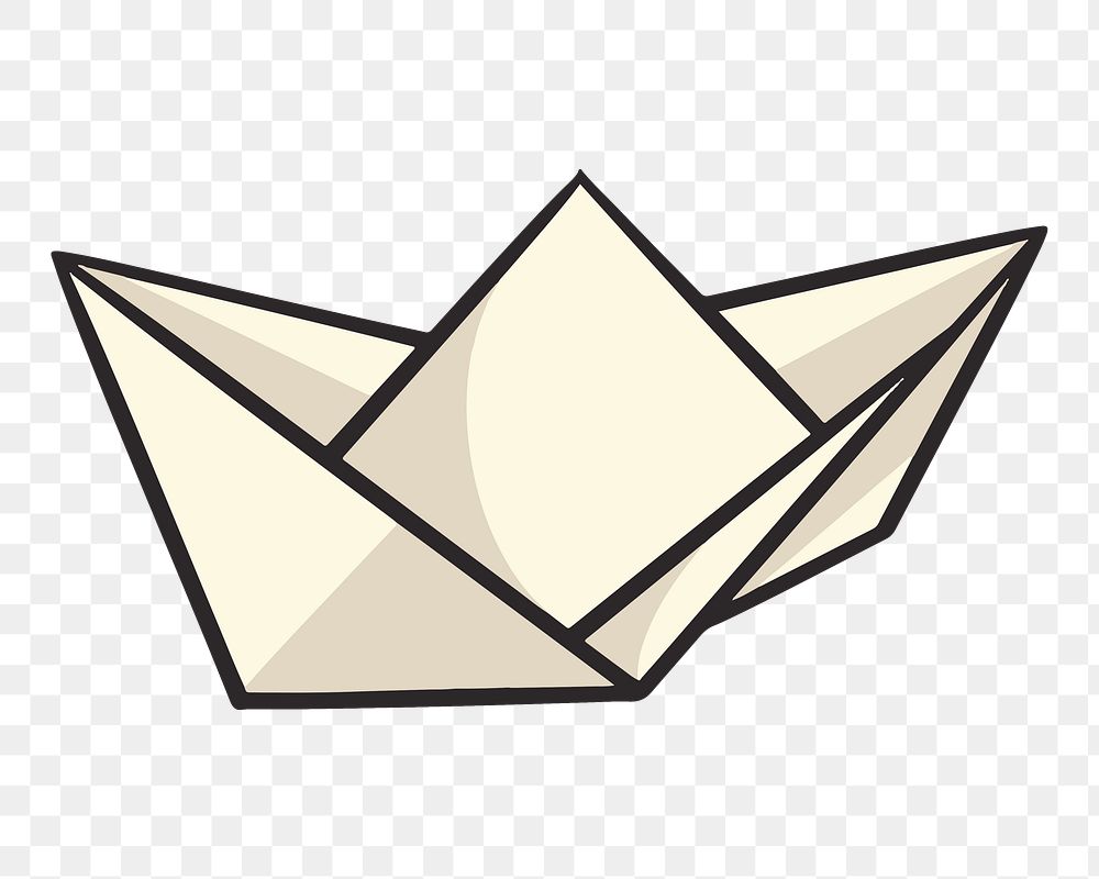 Paper boat png, retro illustration, transparent background