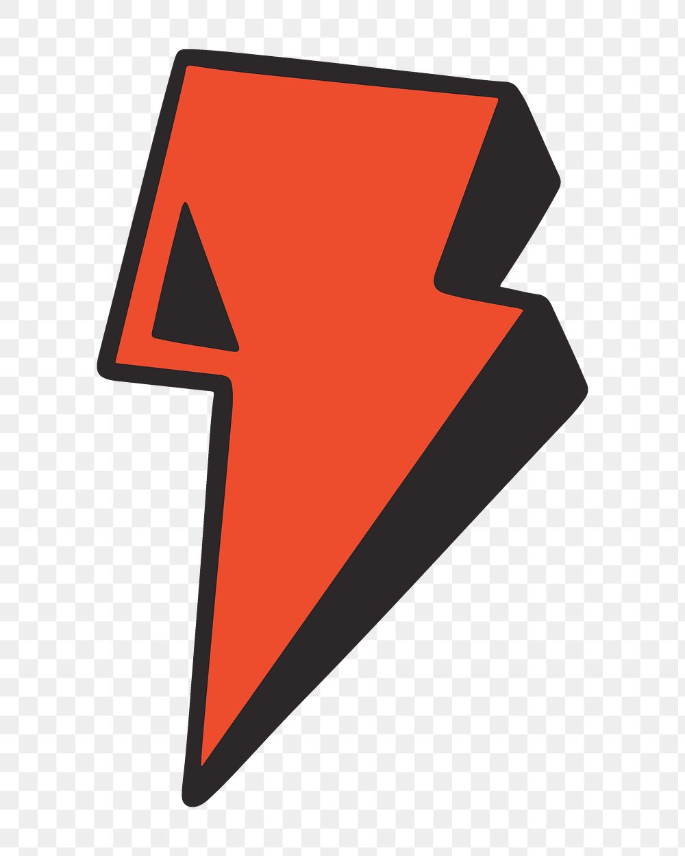 Lightning bolt png, retro illustration, transparent background