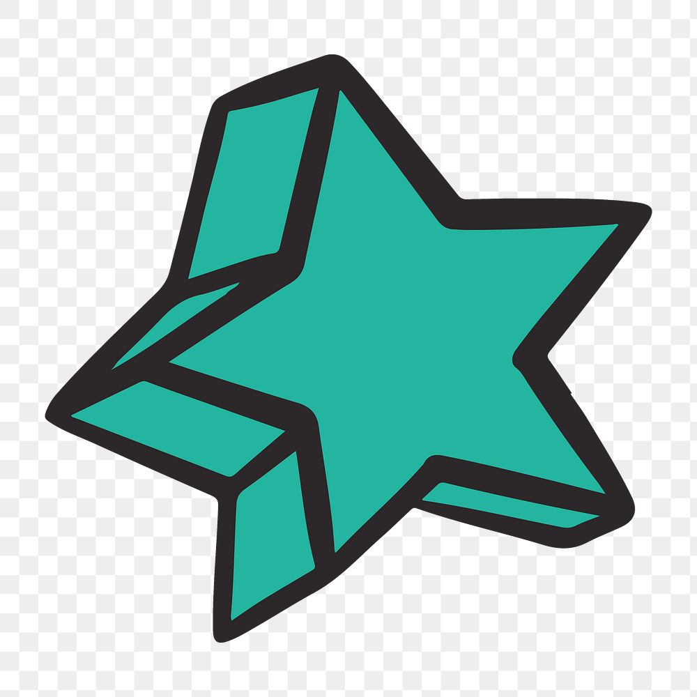 Star shape png, retro illustration, transparent background