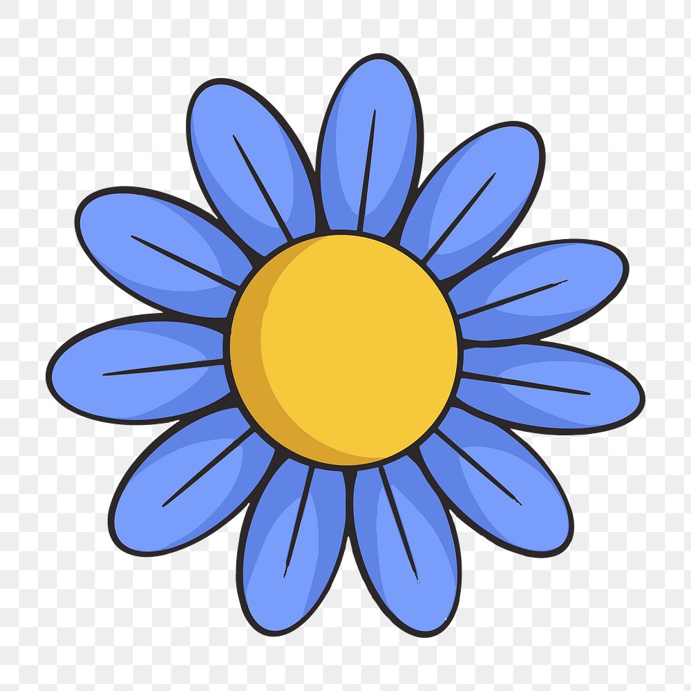 Cartoon flower png, retro illustration, transparent background