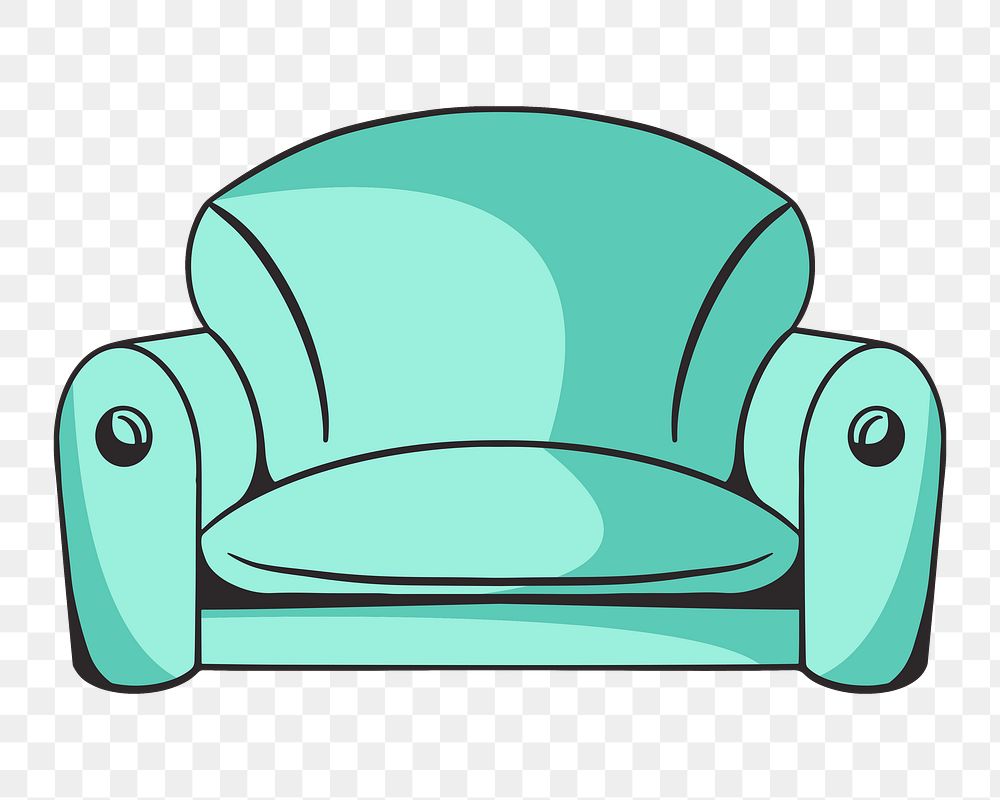 Couch sofa png, retro illustration, transparent background